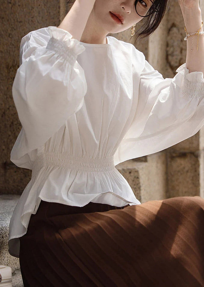 Women's Patchwork Top Ruffled Fall Style 0