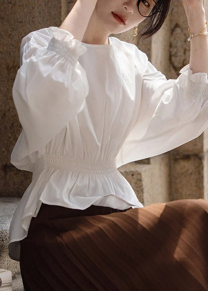 Women's Patchwork Top Ruffled Fall Style 0