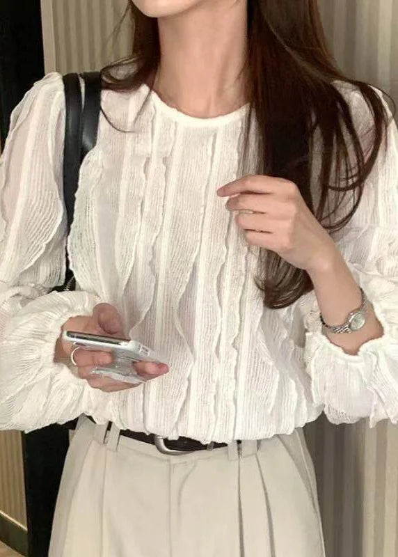 Women's Patchwork Top Ruffled O-Neck 1