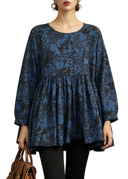 Women's Patchwork Top Wrinkled Print Casual 0
