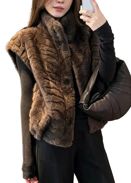 Women's Patchwork Waistcoat with Pockets Casual Fall Style 0