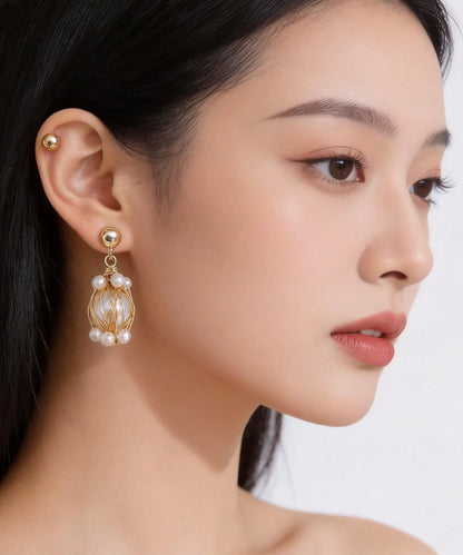 Women's Pearl Drop Earrings Thread Wrapped Design 1