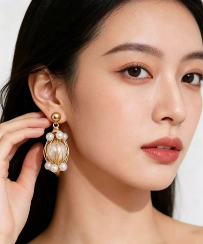 Women's Pearl Drop Earrings Thread Wrapped Design 2