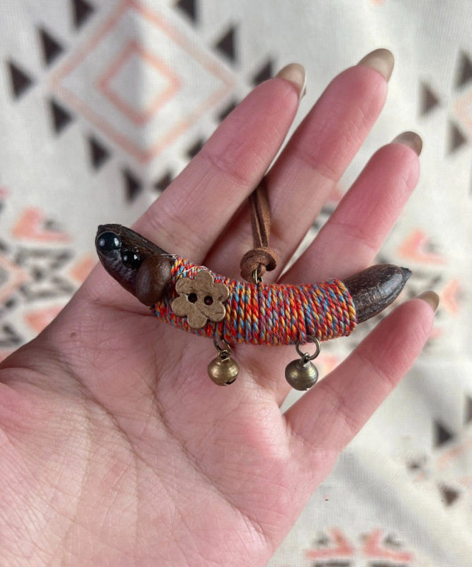 Women's Pendant Necklace Dachshund Design Woven Style 1