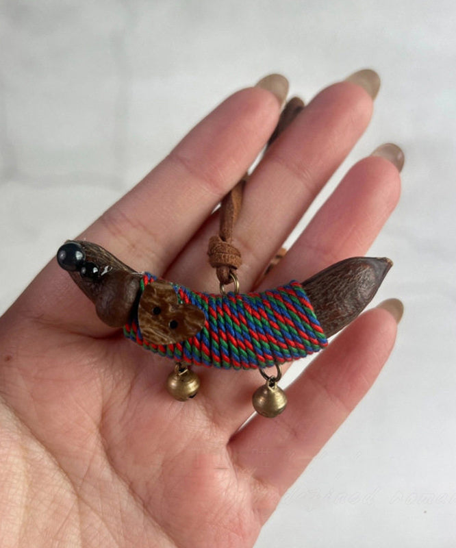 Women's Pendant Necklace Dachshund Design Woven Style 2