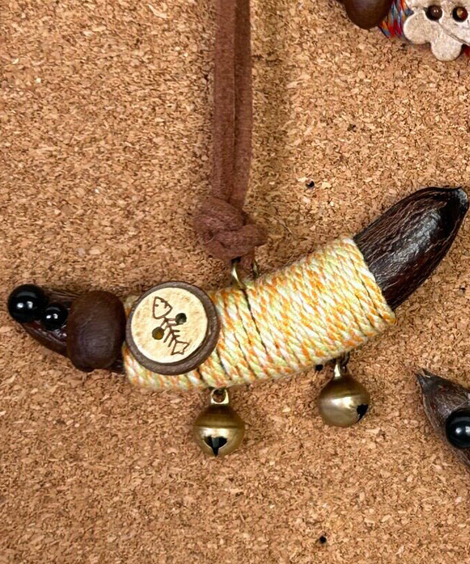 Women's Pendant Necklace Dachshund Design Woven Style 4