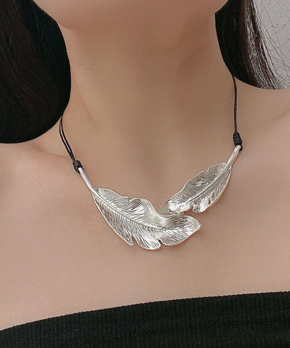 Women's Pendant Necklace Feather Design Rope Style 0