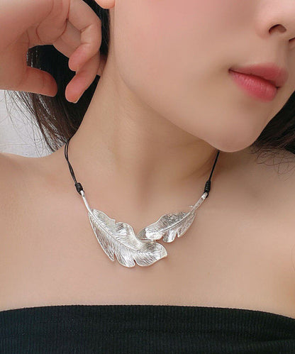 Women's Pendant Necklace Feather Design Rope Style 4