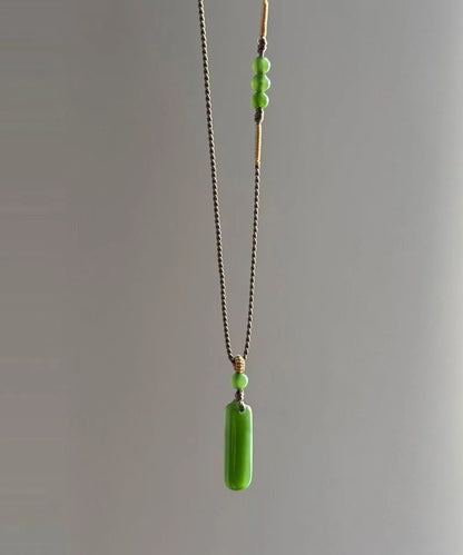 Women's Pendant Necklace Green Weave Design 4