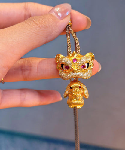Women's Pendant Necklace Lion Dance Vintage Style 2