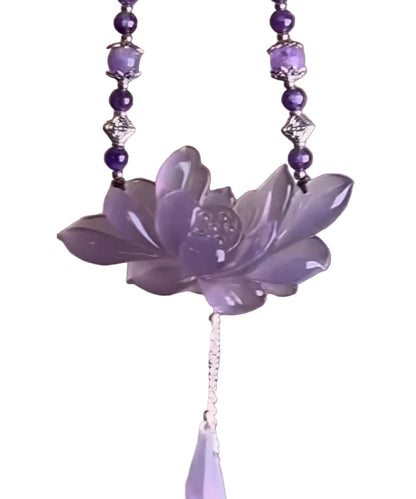 Women's Pendant Necklace Lotus Design Retro Style 0