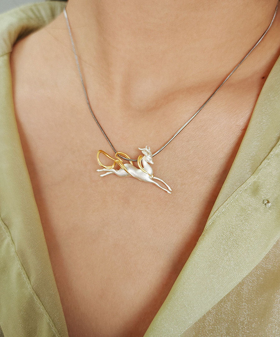 Women's Pendant Necklace Nine-Colored Deer Design 1