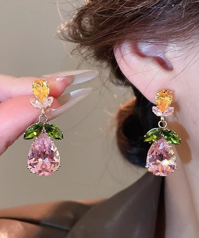 Women's Pendant Necklace and Drop Earrings Floral Crystal Set 1