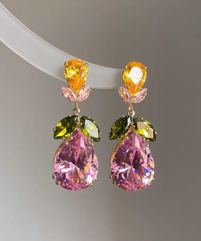 Women's Pendant Necklace and Drop Earrings Floral Crystal Set 2