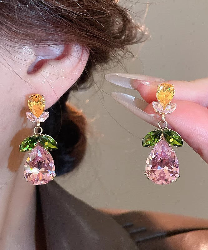 Women's Pendant Necklace and Drop Earrings Floral Crystal Set 3