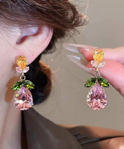 Women's Pendant Necklace and Drop Earrings Floral Crystal Set 3