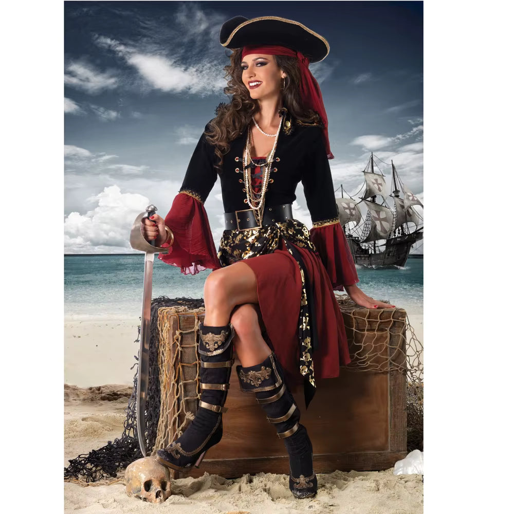 Women's Pirate Captain Costume Gothic Medieval Style 0