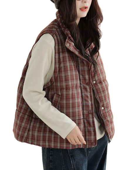 Women's Plaid Vest Casual Winter Style 0