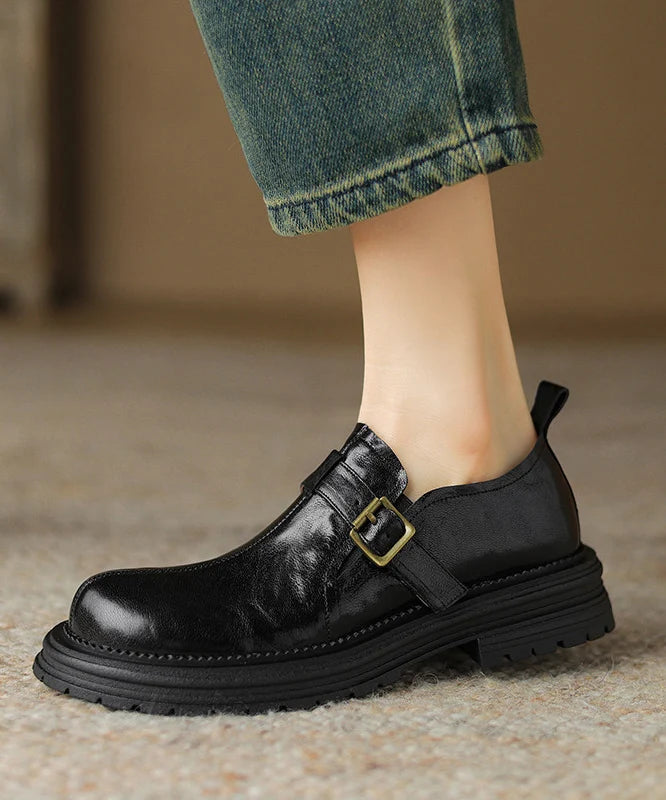 Women's Platform Loafer Shoes Spliced Design 2