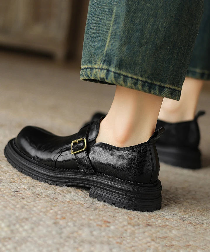Women's Platform Loafer Shoes Spliced Design 3