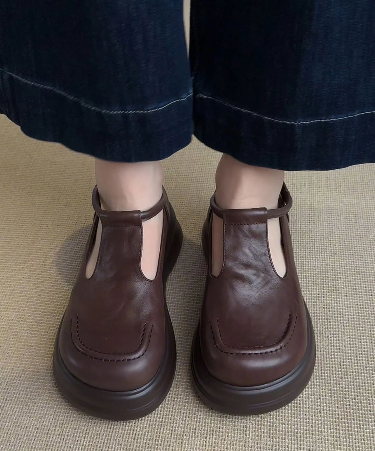 Women's Platform Loafers with Buckle Strap Flat Design 4