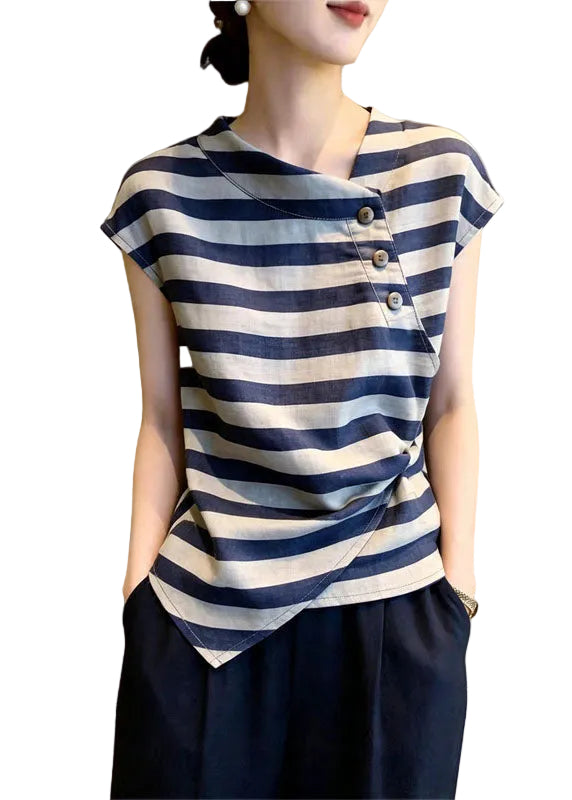 Women's Plus Size Asymmetrical Striped Top 0