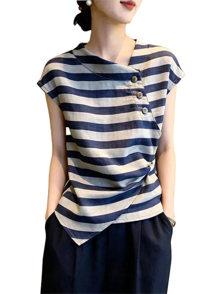 Women's Plus Size Asymmetrical Striped Top 0