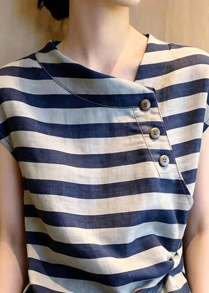 Women's Plus Size Asymmetrical Striped Top 1