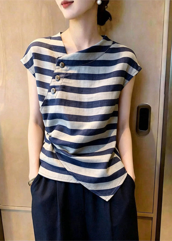 Women's Plus Size Asymmetrical Striped Top 2