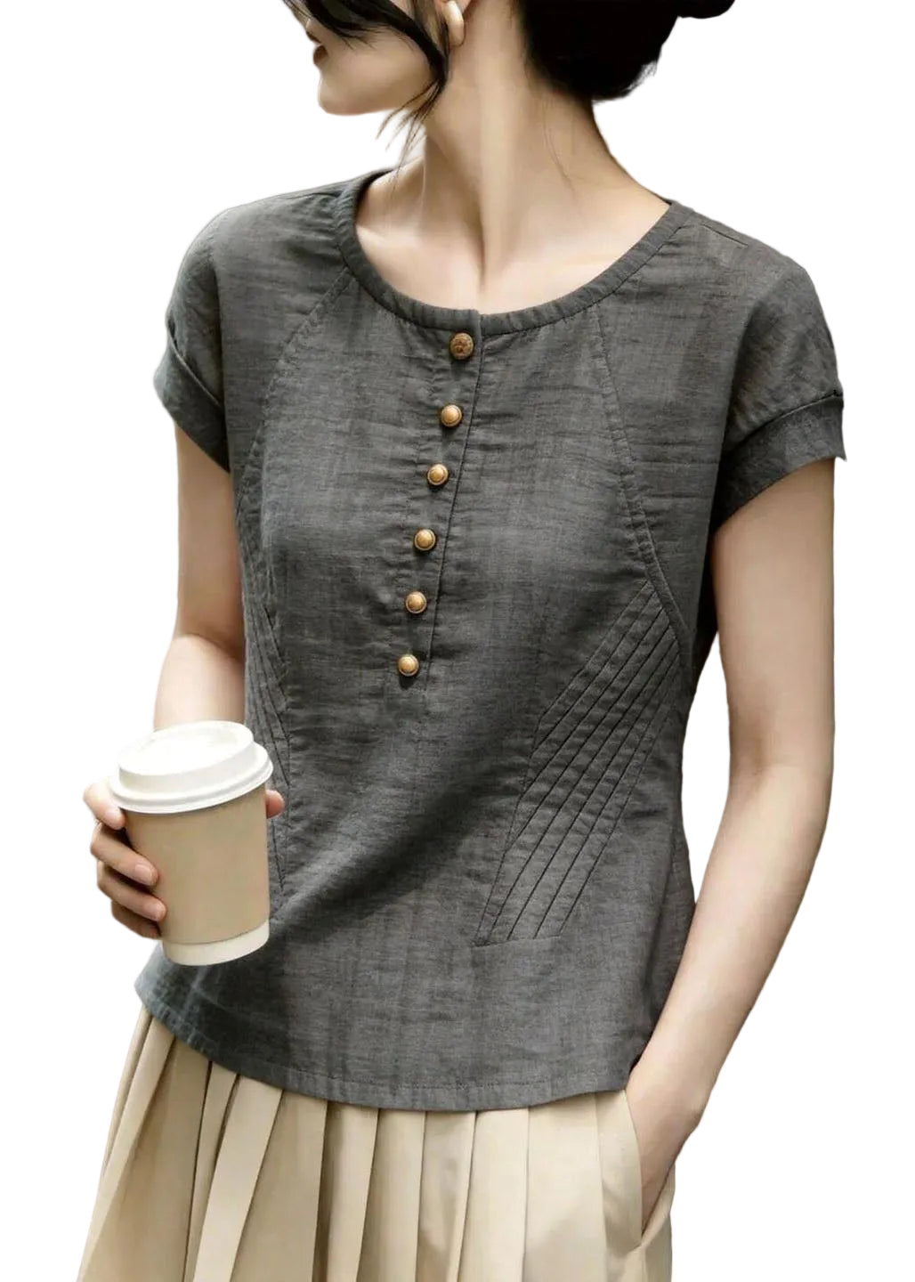 Women's Plus Size Blouse O-Neck Casual Summer Top 0