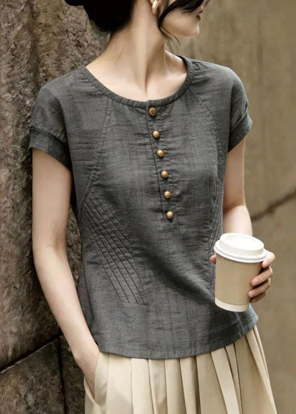 Women's Plus Size Blouse O-Neck Casual Summer Top 2