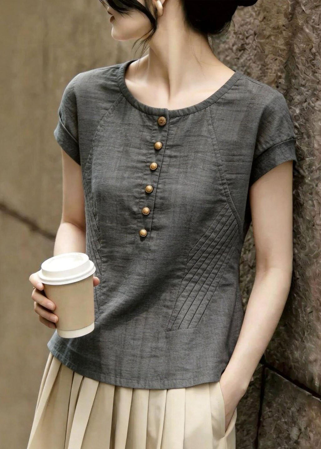 Women's Plus Size Blouse O-Neck Casual Summer Top 4