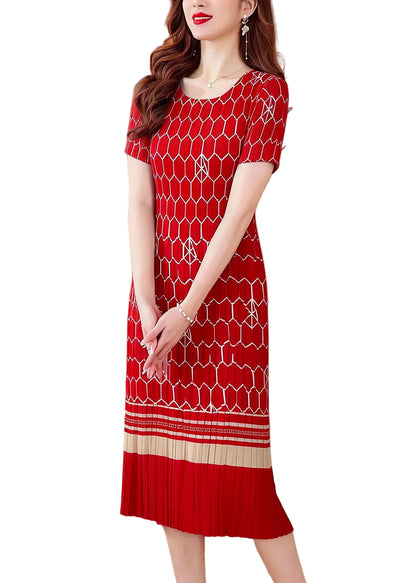 Women's Plus Size Dress O Neck Printed Summer Style 2