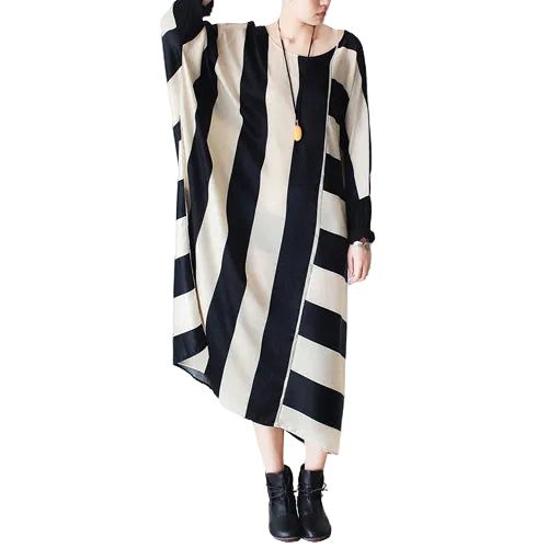 Women's Plus Size Dress Oversized Stripe Baggy Caftan 0