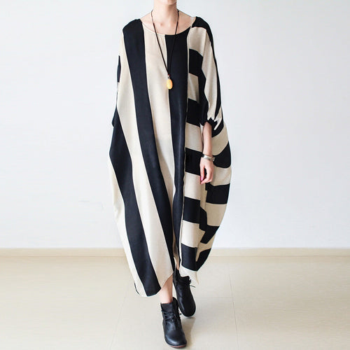 Women's Plus Size Dress Oversized Stripe Baggy Caftan 1