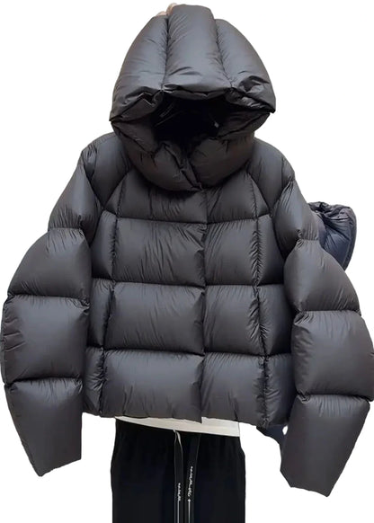 Women's Plus Size Hooded Plaid Puffer Jacket Winter 0