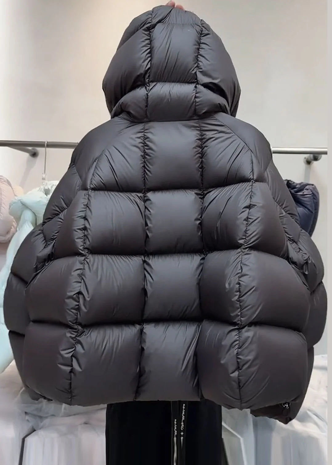 Women's Plus Size Hooded Plaid Puffer Jacket Winter 2
