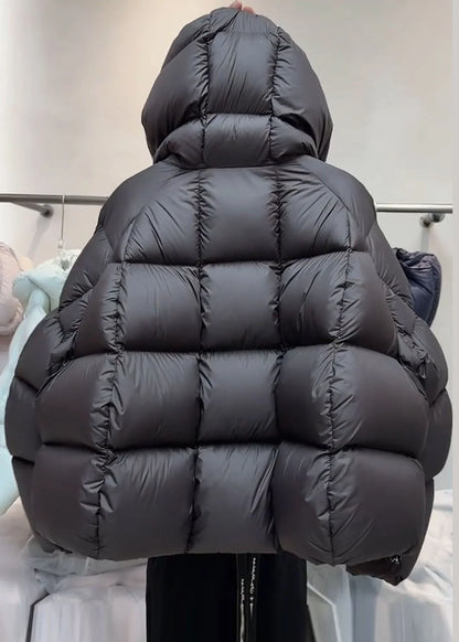 Women's Plus Size Hooded Plaid Puffer Jacket Winter 2