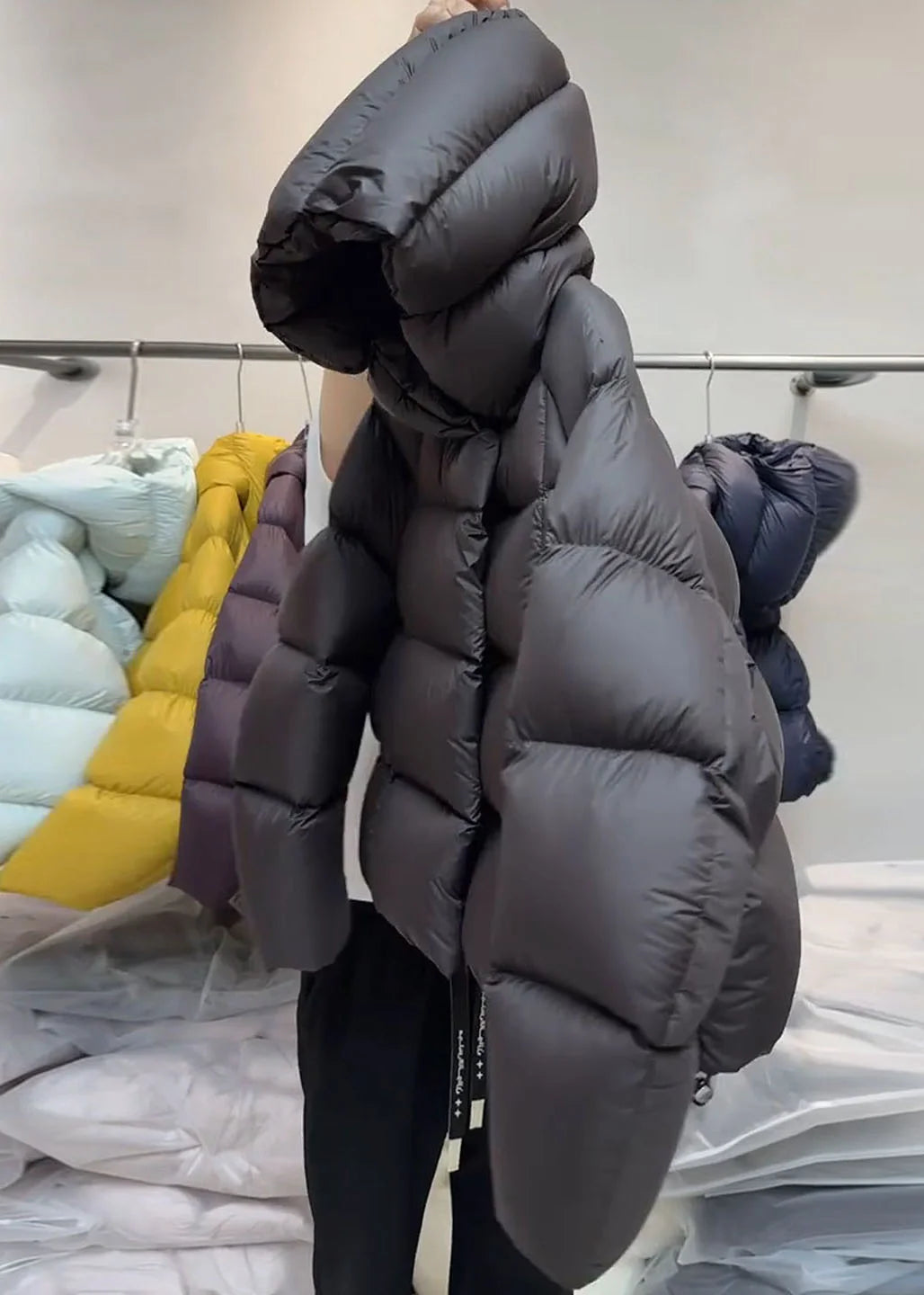 Women's Plus Size Hooded Plaid Puffer Jacket Winter 3