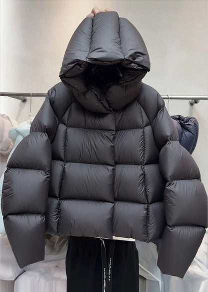 Women's Plus Size Hooded Plaid Puffer Jacket Winter 4