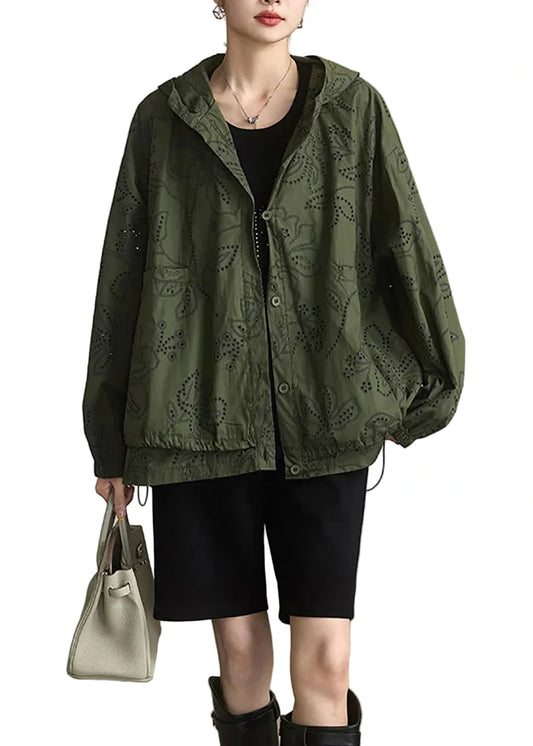 Women's Plus Size Hooded Trench Coat Drawstring Detail 0