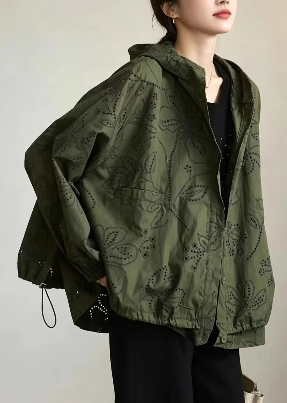 Women's Plus Size Hooded Trench Coat Drawstring Detail 1