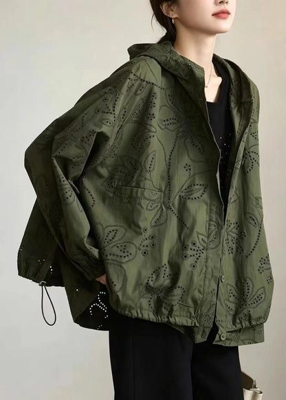 Women's Plus Size Hooded Trench Coat Drawstring Detail 1