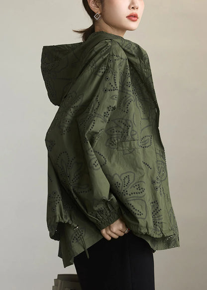 Women's Plus Size Hooded Trench Coat Drawstring Detail 3