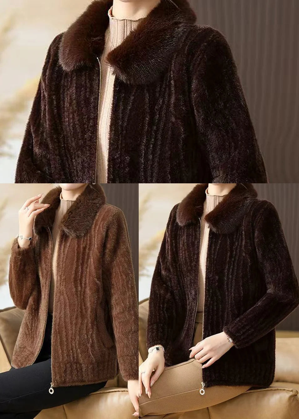 Women's Plus Size Jacket Fur Collar Winter Style 4