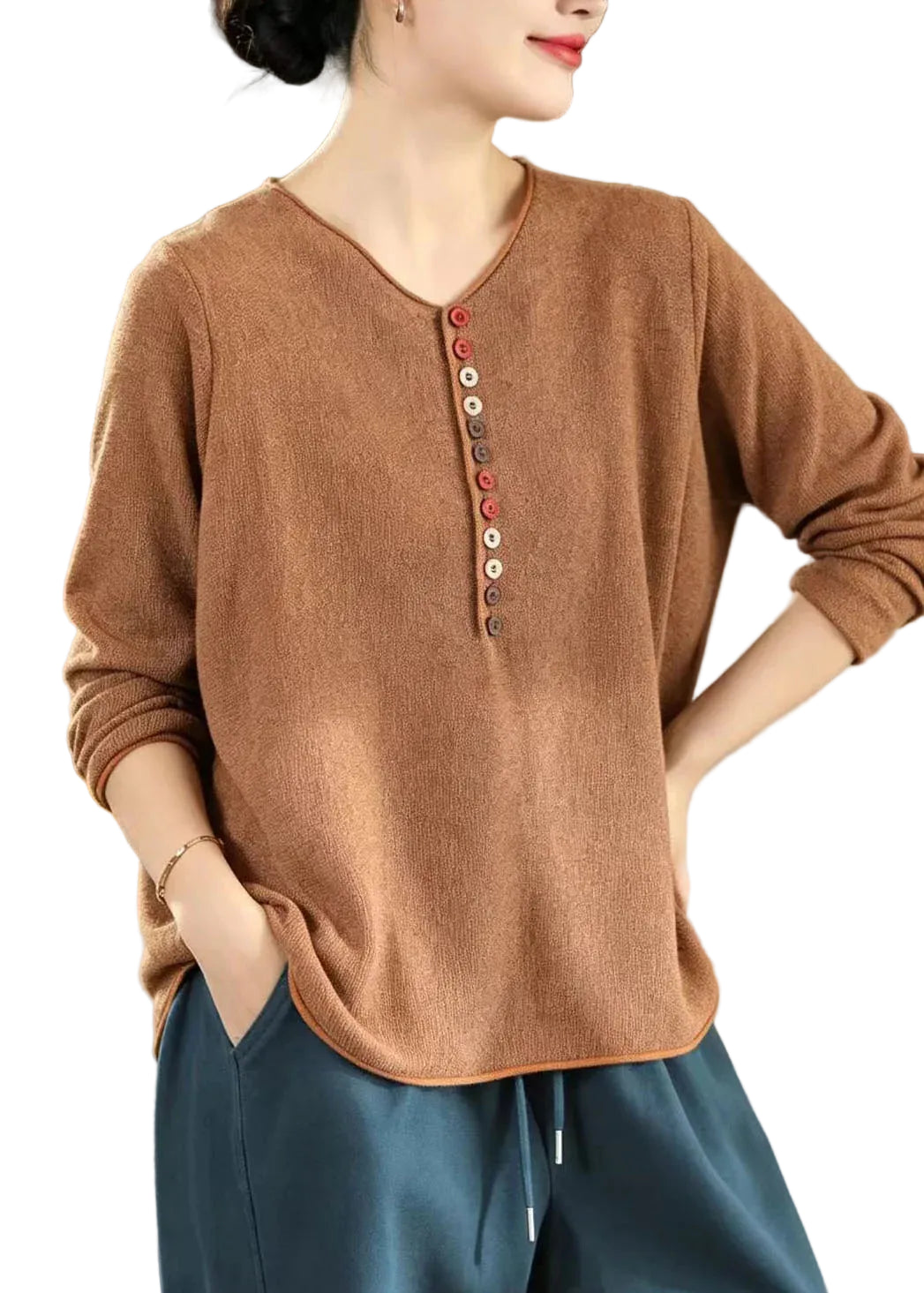 Women's Plus Size Knit Short Sweater Button Front 0