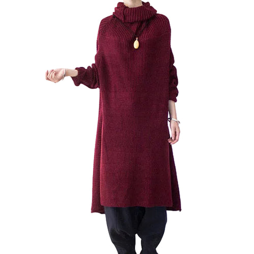 Women's Plus Size Knit Sweater Dress Turtle Neck Winter Style 0