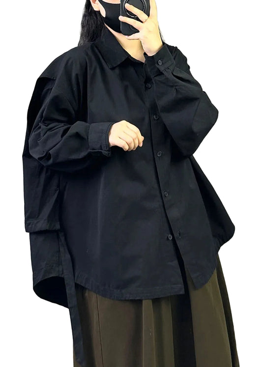 Women's Plus Size Oversized Patchwork Shirt for Fall 0