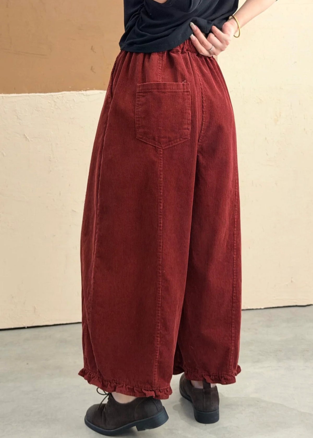 Women's Plus Size Patchwork Pants with Ruffled Pockets 2