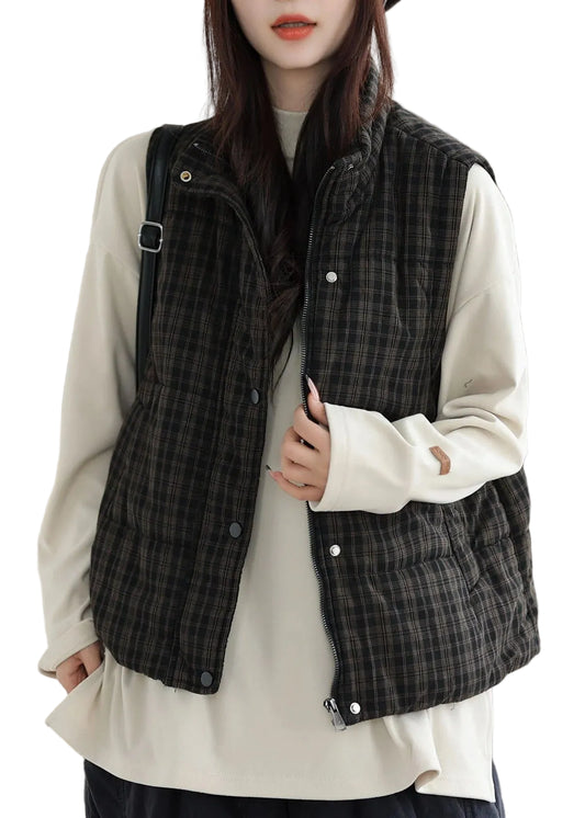 Women's Plus Size Plaid Vest Filled 0